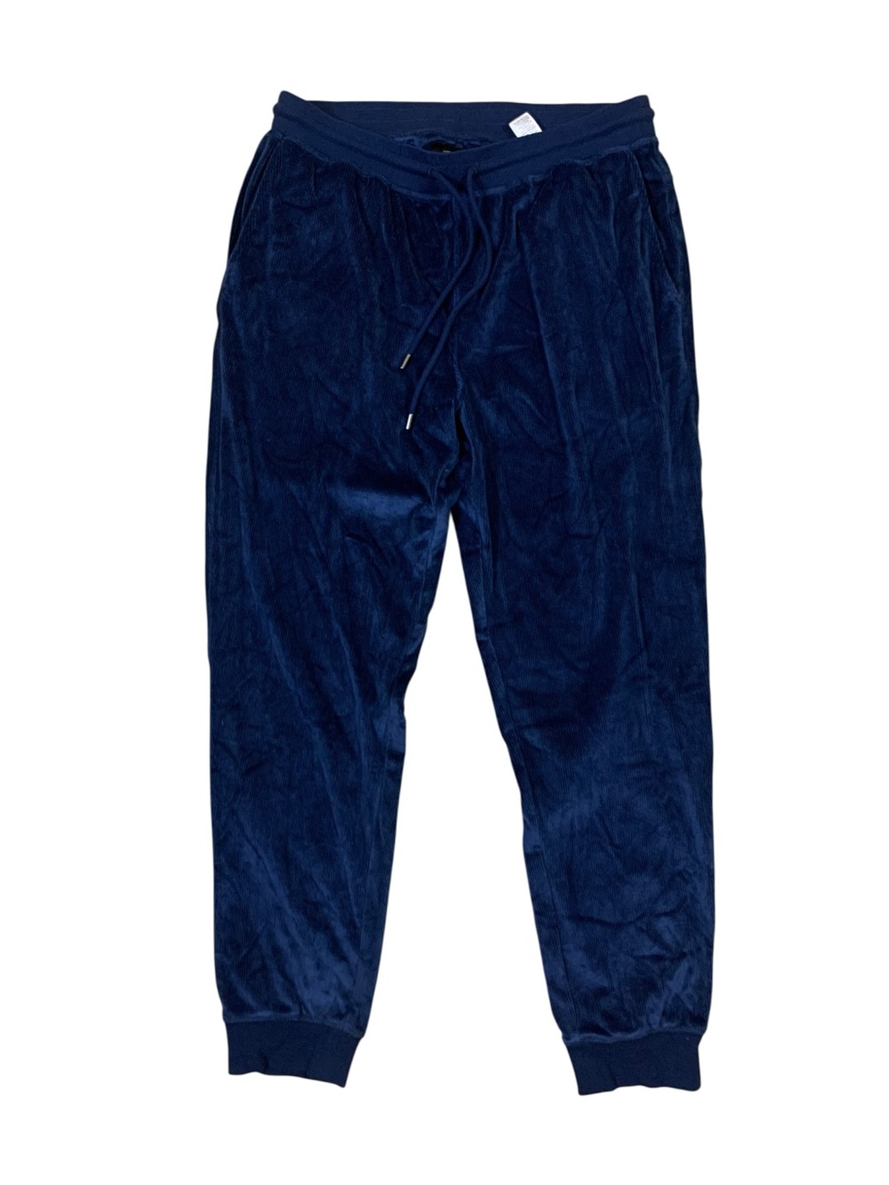 Daniel Buchler Navy Velour Jogger Pants Lounge Drawstring Soft Plush XL Men’s